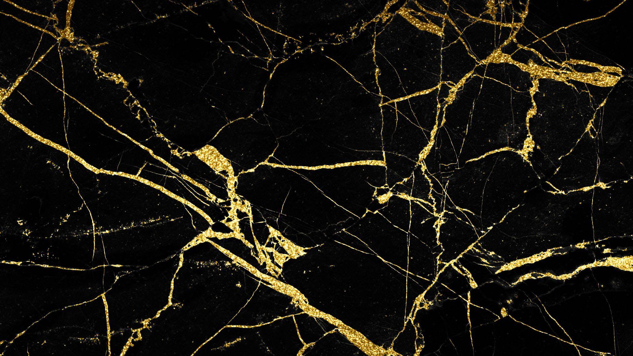 2048x1152 Gold And Black Marble Background HD Wallpaper