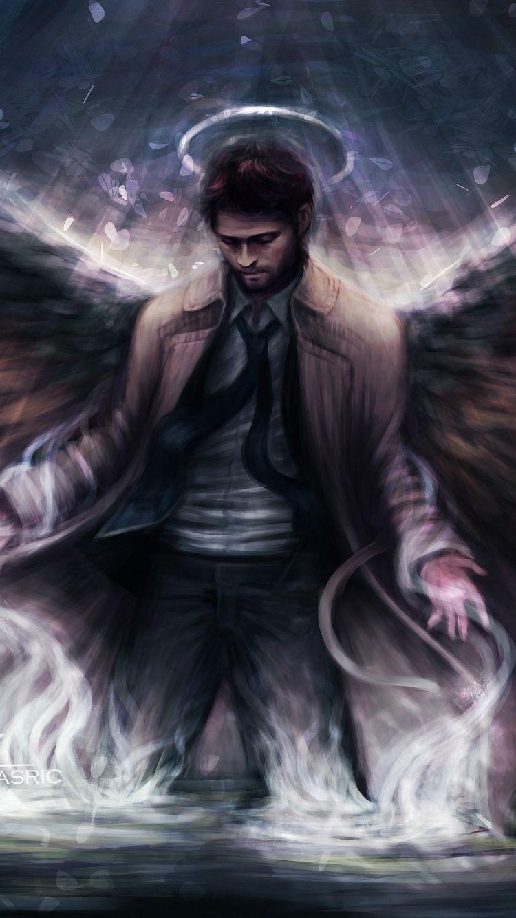 750x1334 Download 750x1334 wallpaper angel, castiel, supernatural, fantasy, artwork, iphone iphone 750x1334 HD image, background, 16171