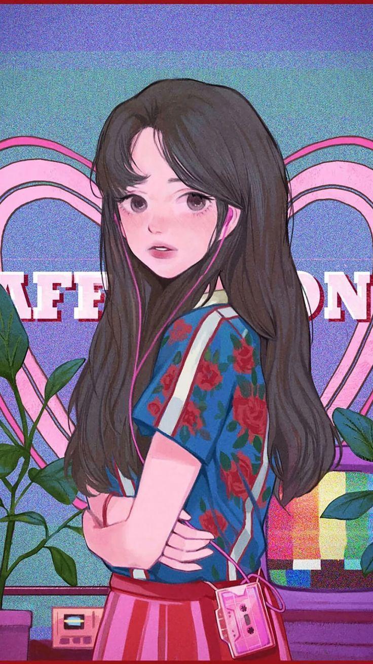 736x1309 Pretty girl Wallpaper - #girl #pretty #Wallpaper. 귀여운 그림, 귀여운 예술, 일러스트레이션