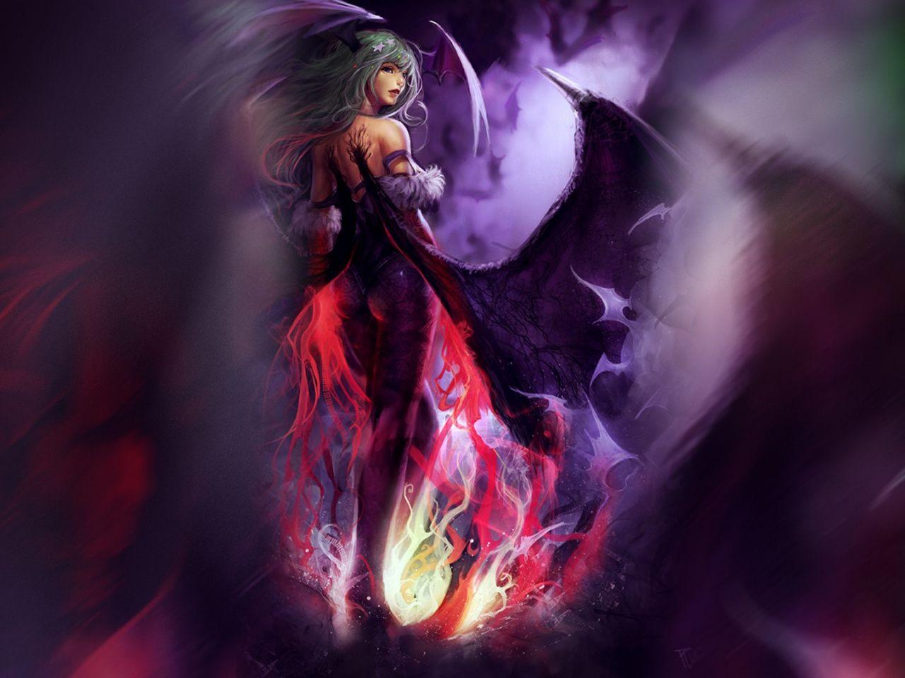 1280x960 Darkness, Purple, Darkstalkers Video Game, Supernatural Demon Girl Anime Wallpaper & Background Download