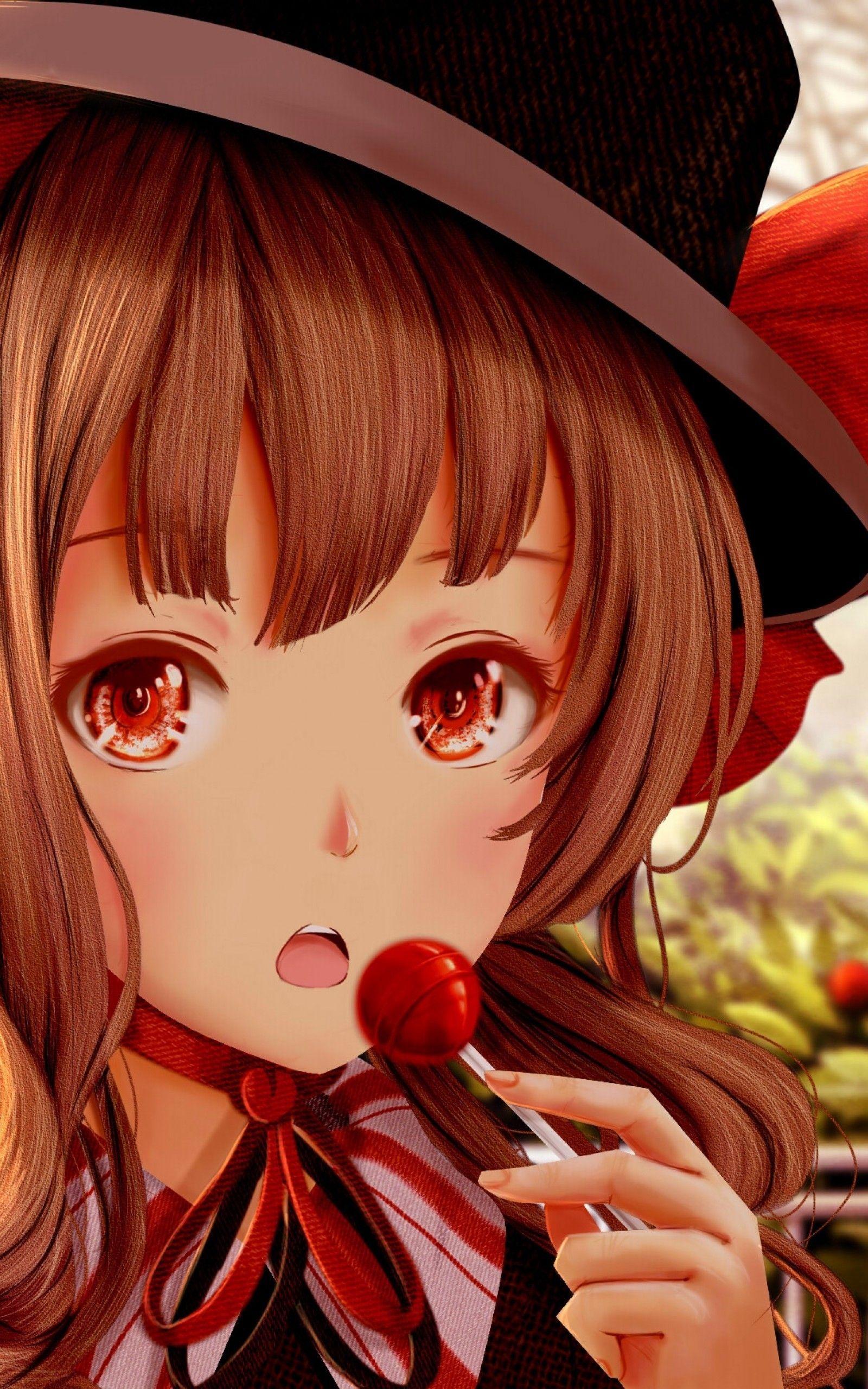 1600x2560 Anime Girl, Semi Realistic, Close Up, Lolipop, Elf Anime Elf