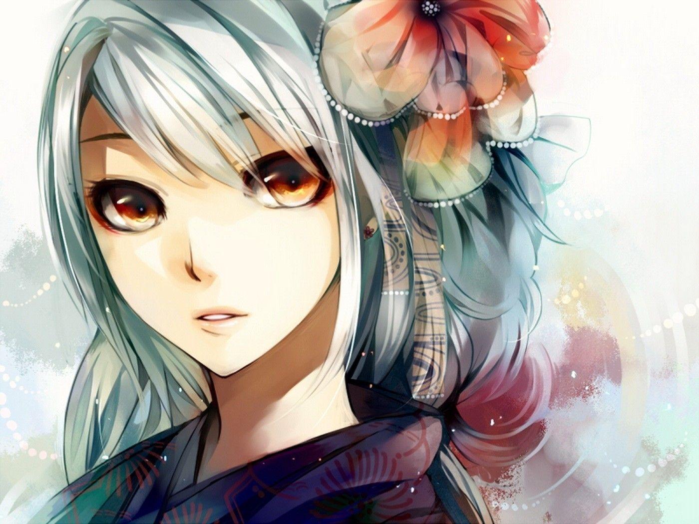 1400x1050 Anime Girl Realistic Wallpaper