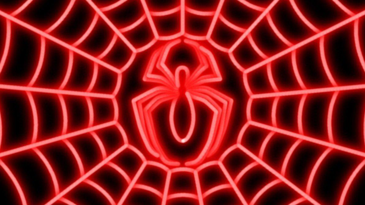 1192x670 Spiderman Neon Red Wallpaper