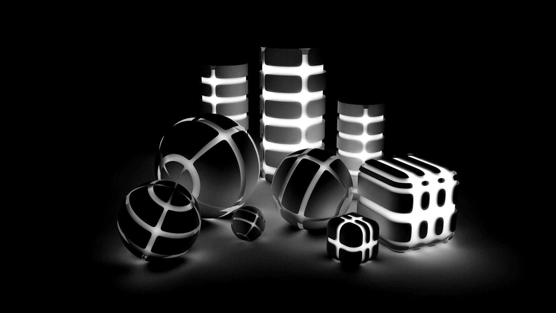 1920x1080 Black and White 3D Wallpaper