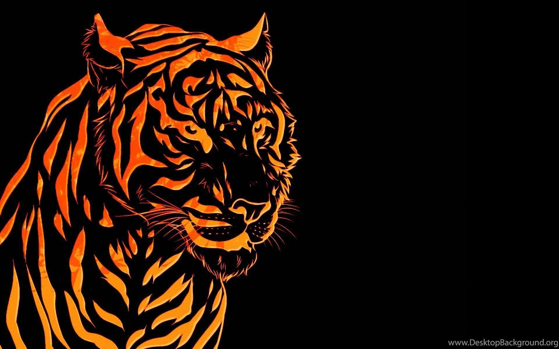 1920x1200 Download Wallpaper Fire Tiger, Fire, Red, Black, Minimalism. Desktop Background