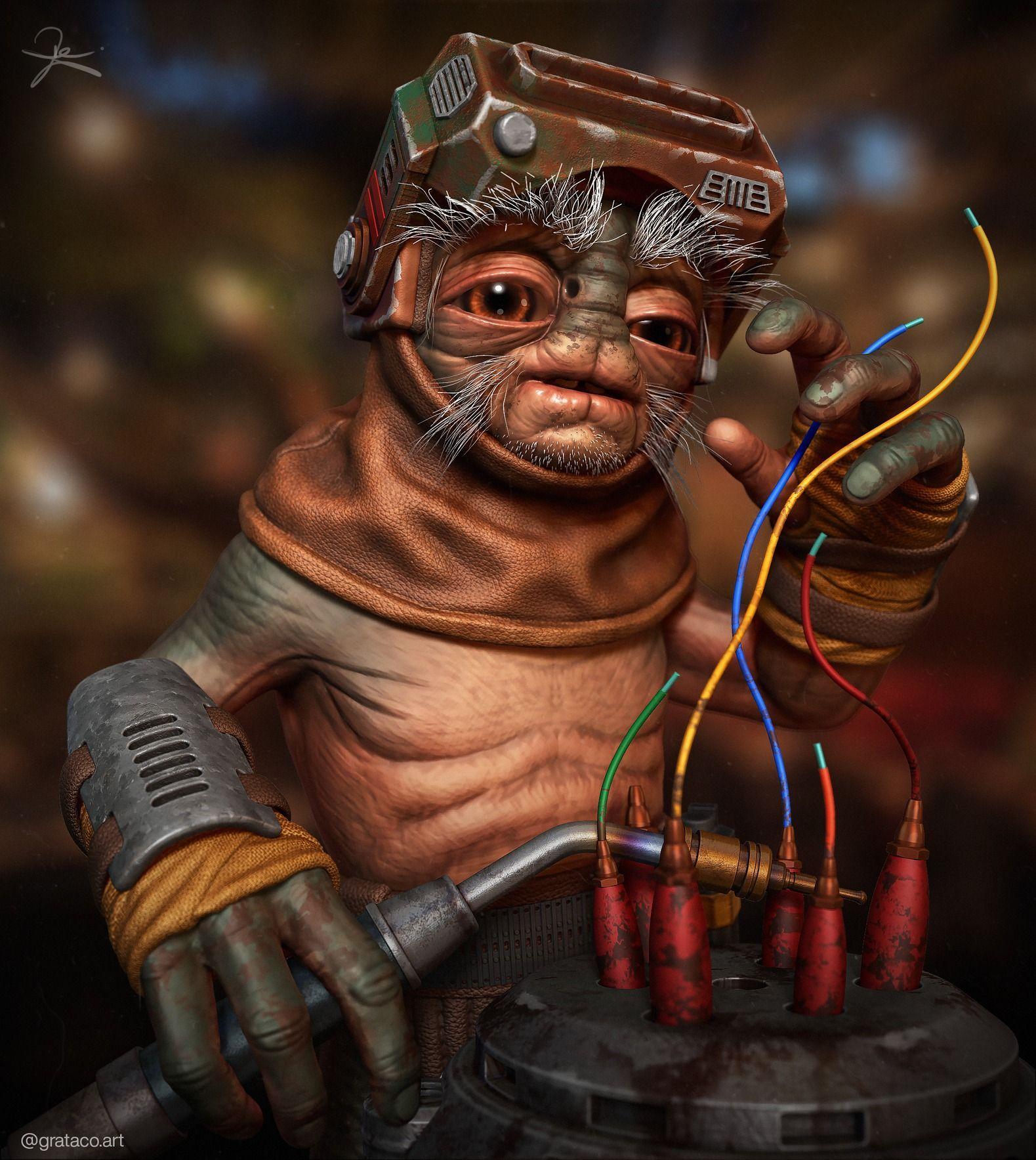 1579x1767 Hey Heeyyy!!! ✌️ Babu Frik For Fan. Star Wars Art, Star Wars, Lion Sculpture