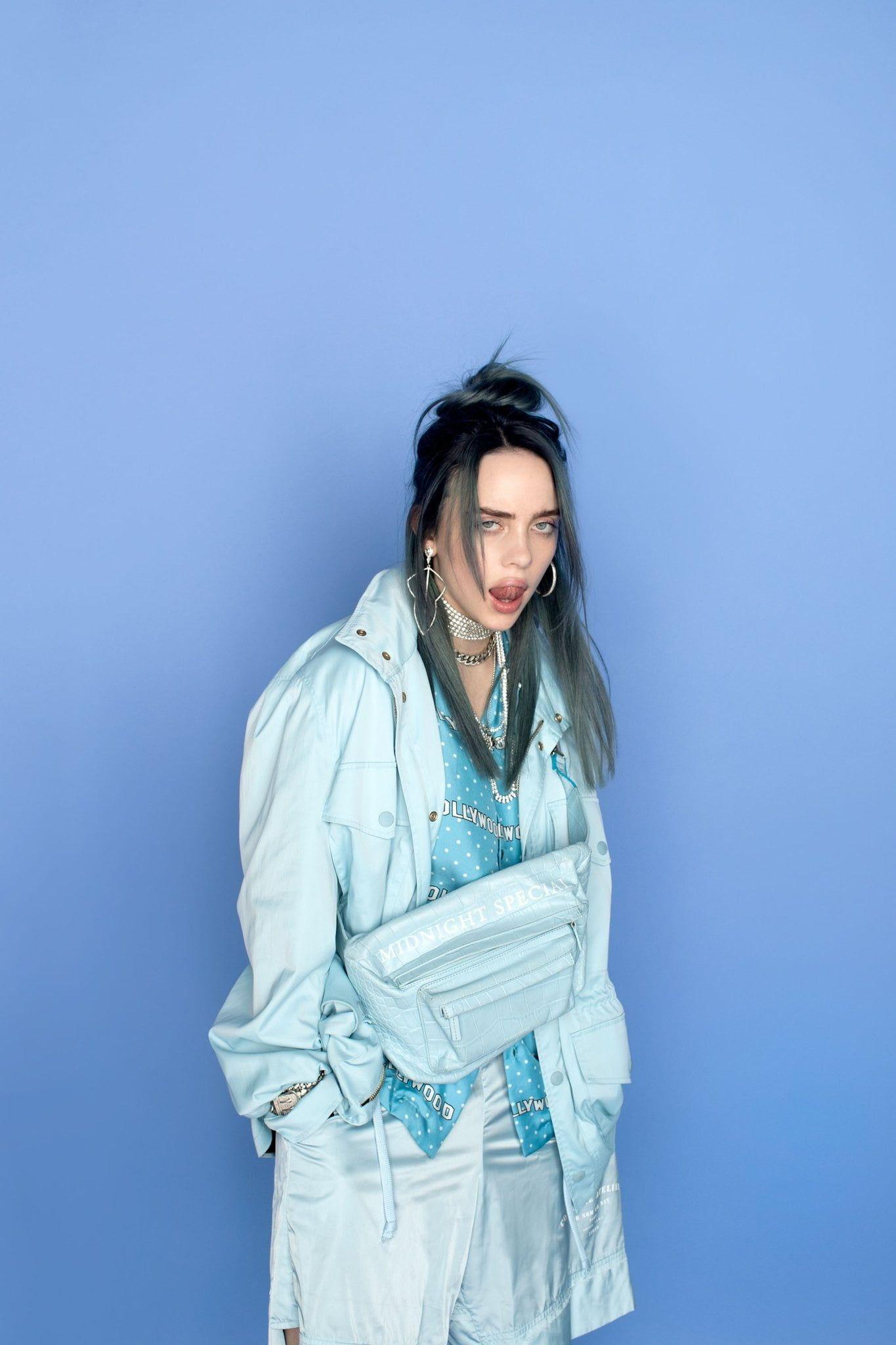 1365x2048 Billie Eilish Blue Hair Wallpaper