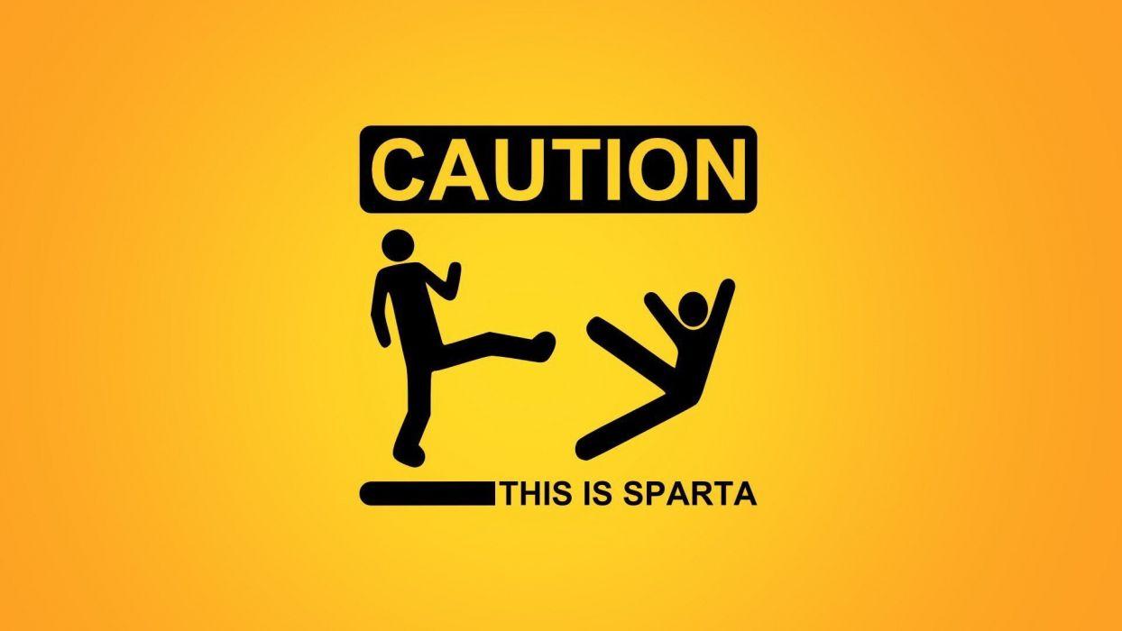 1244x700 Yellow Sparta funny warning caution wallpaperx1080