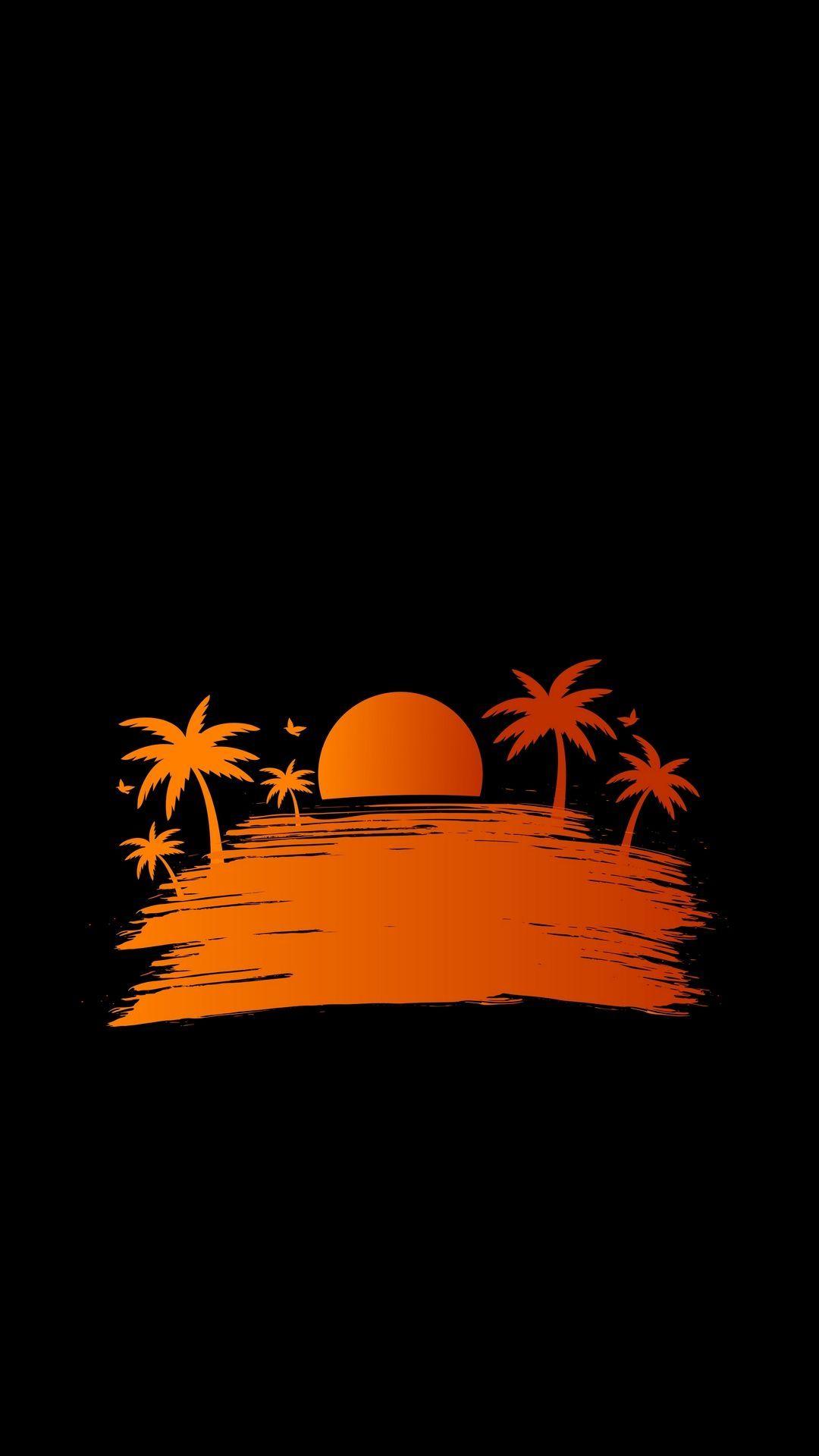1080x1920 palm #sunset #vector #vector #wallpaper #lockscreen #mobile #android #ios #infinitywallpaper. Minimalist wallpaper, Dark wallpaper, Aesthetic wallpaper