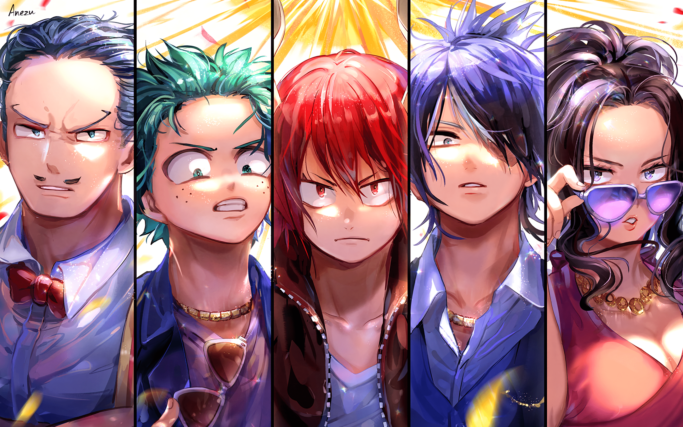 2880x1800 Download wallpaper Izuku Midoriya, Eijiro Kirishima, Momo Yaoyorozu, Shoto Todoroki, Tenya Iida, My Hero Academia, manga, Boku no Hero Academia for desktop with resolution 2880x1800. High Quality HD picture wallpaper