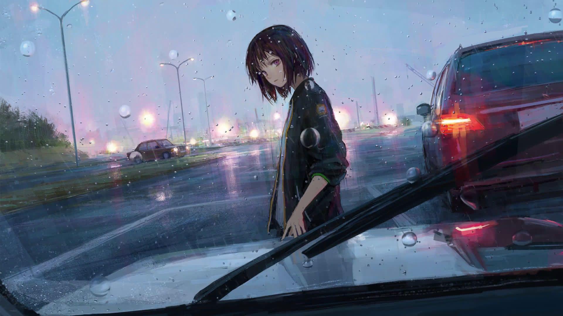 1920x1080 Aesthetic Rain Anime Desktop Wallpaper