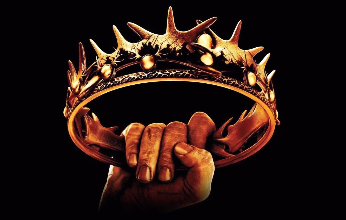 1332x850 Wallpaper gold, Wallpaper, figure, hand, spikes, black background, Game Of Thrones, Crown, the struggle for power image for desktop, section разное