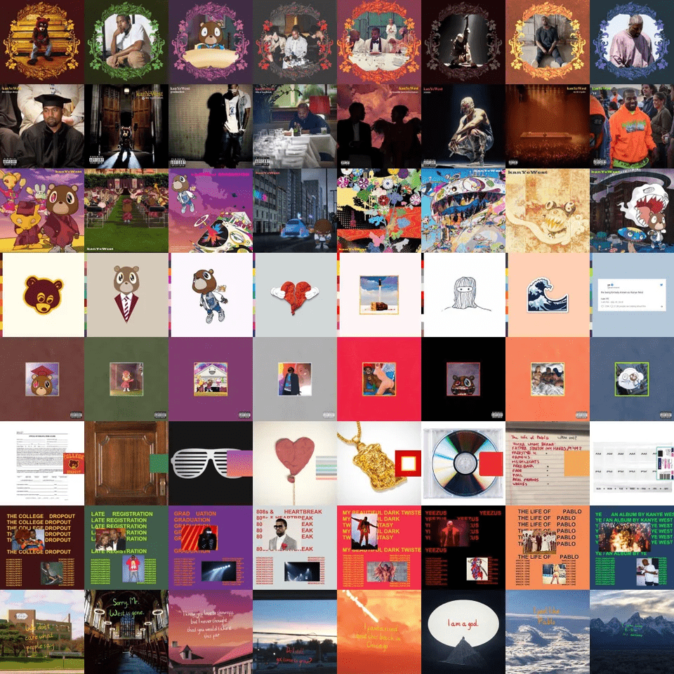 960x960 Every Kanye album in the others album art style. This is beautiful. : Kanye. Kanye west tattoo, Kanye west album cover, Kanye west albums
