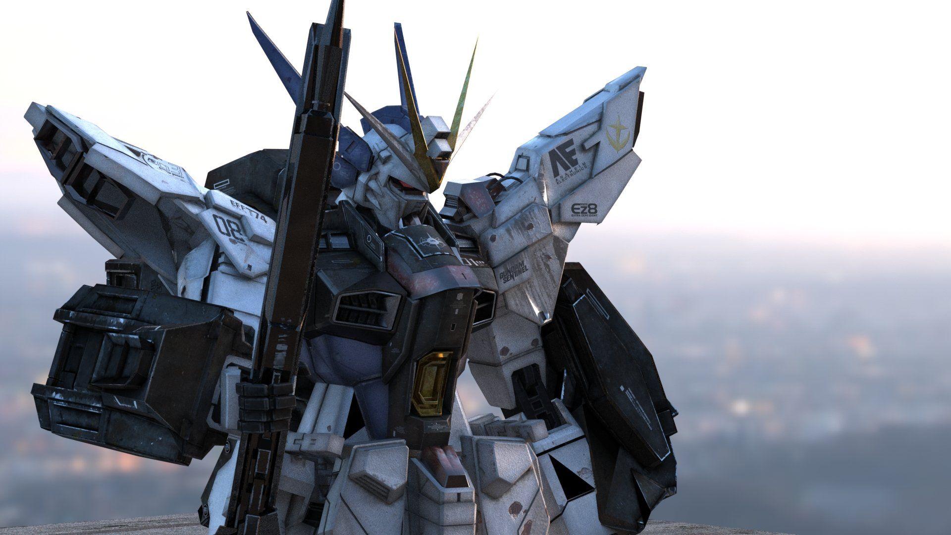 1920x1080 Gundam Mech Anime Robot Mobile Suit Artwork Digital Art Wallpaper:1920x1080