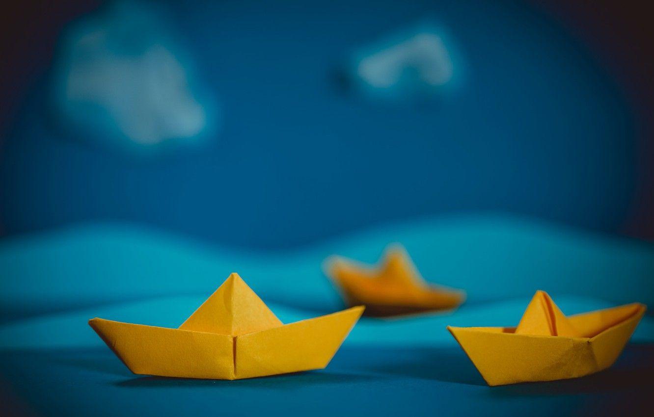 1332x850 Wallpaper sea, origami, boats image for desktop, section разное