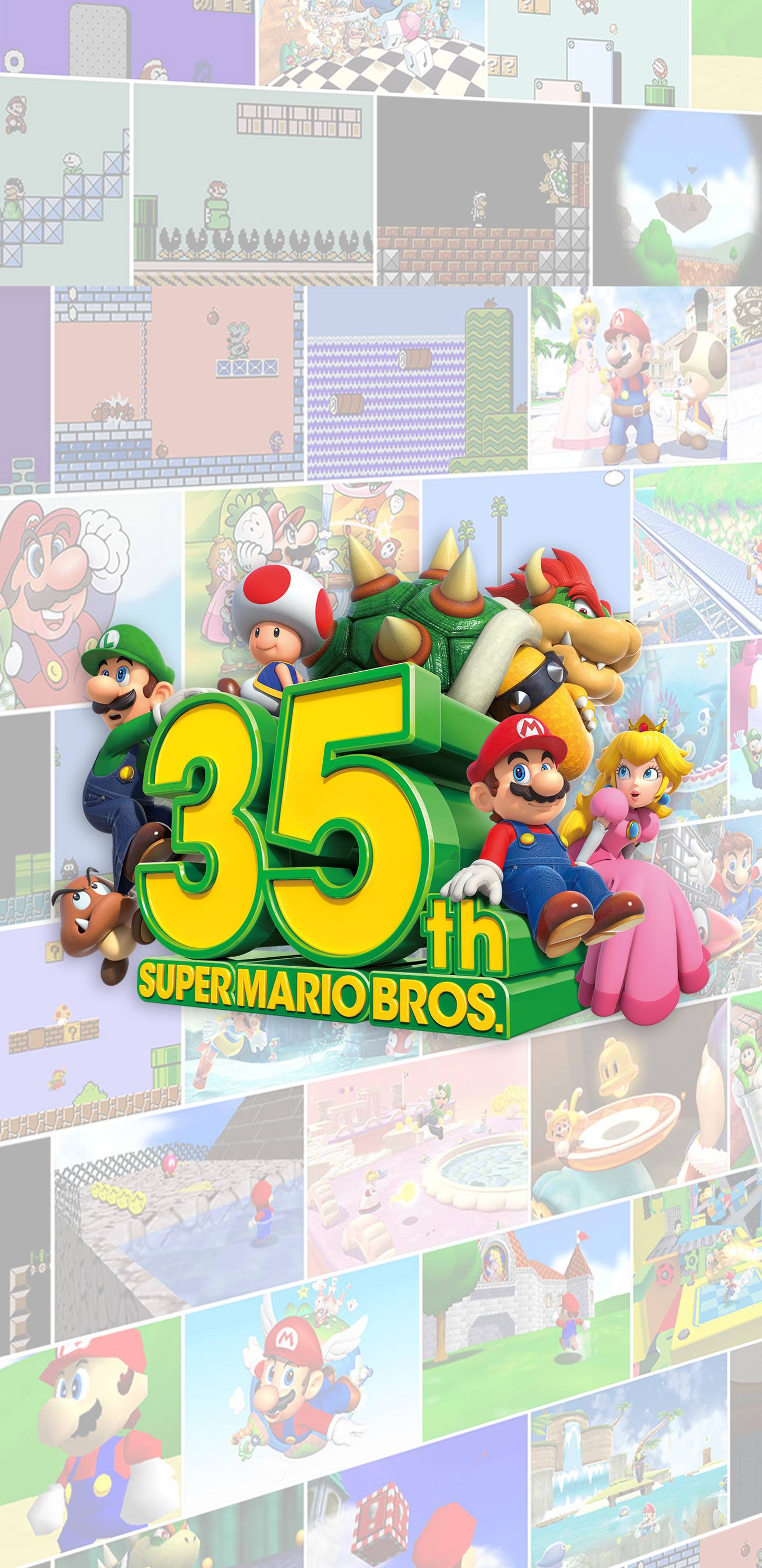 1440x2960 Super Mario Bros 35th Anniversary Artwork Wallpaper. Cat with Monocle