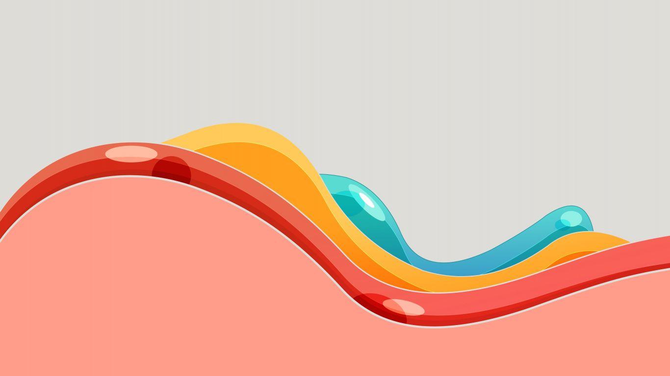 1366x768 Download 1366x768 wallpaper bubble gum, digital art, colorful, waves, minimal, tablet, laptop, 1366x768 HD image, background, 8737