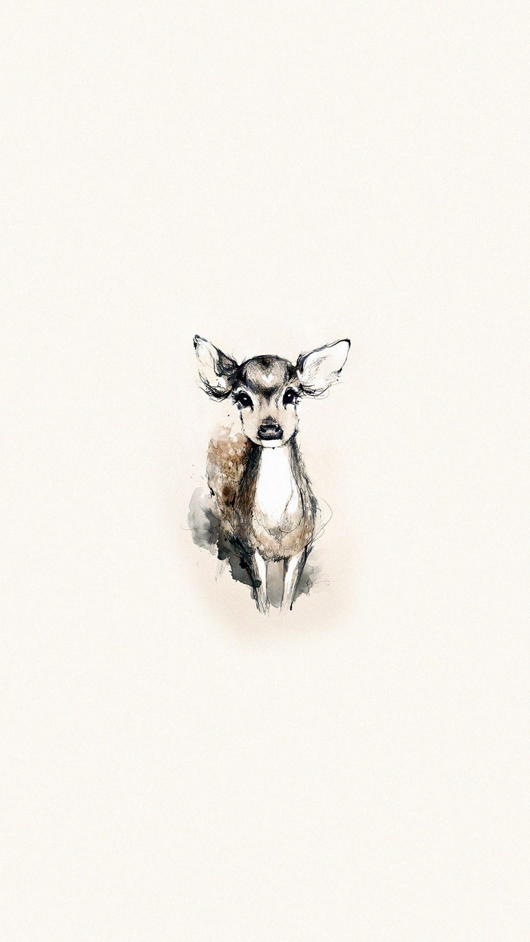 1080x1920 Deer Cub Minimal Illustration iPhone HD Wallpaper HD