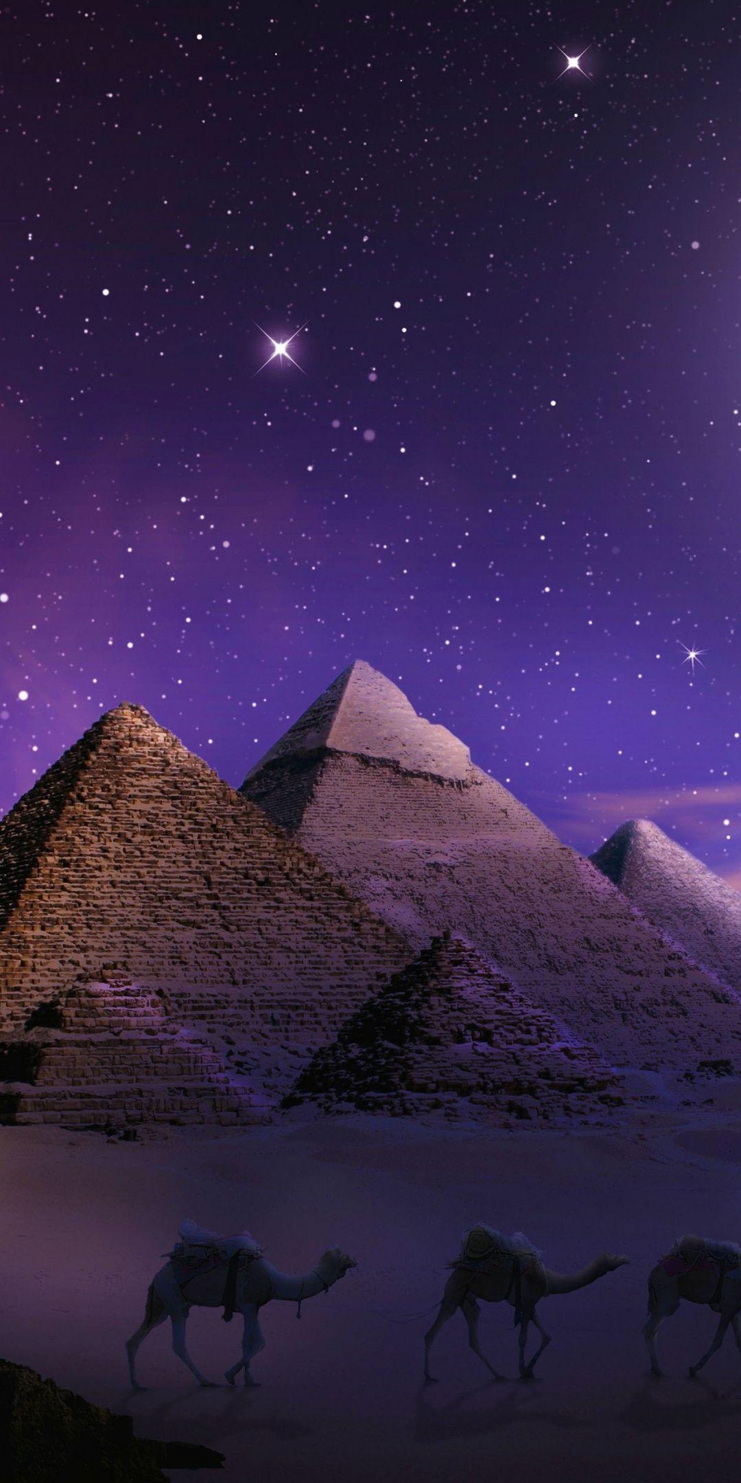 1080x2160 Egypt at Night Wallpaper