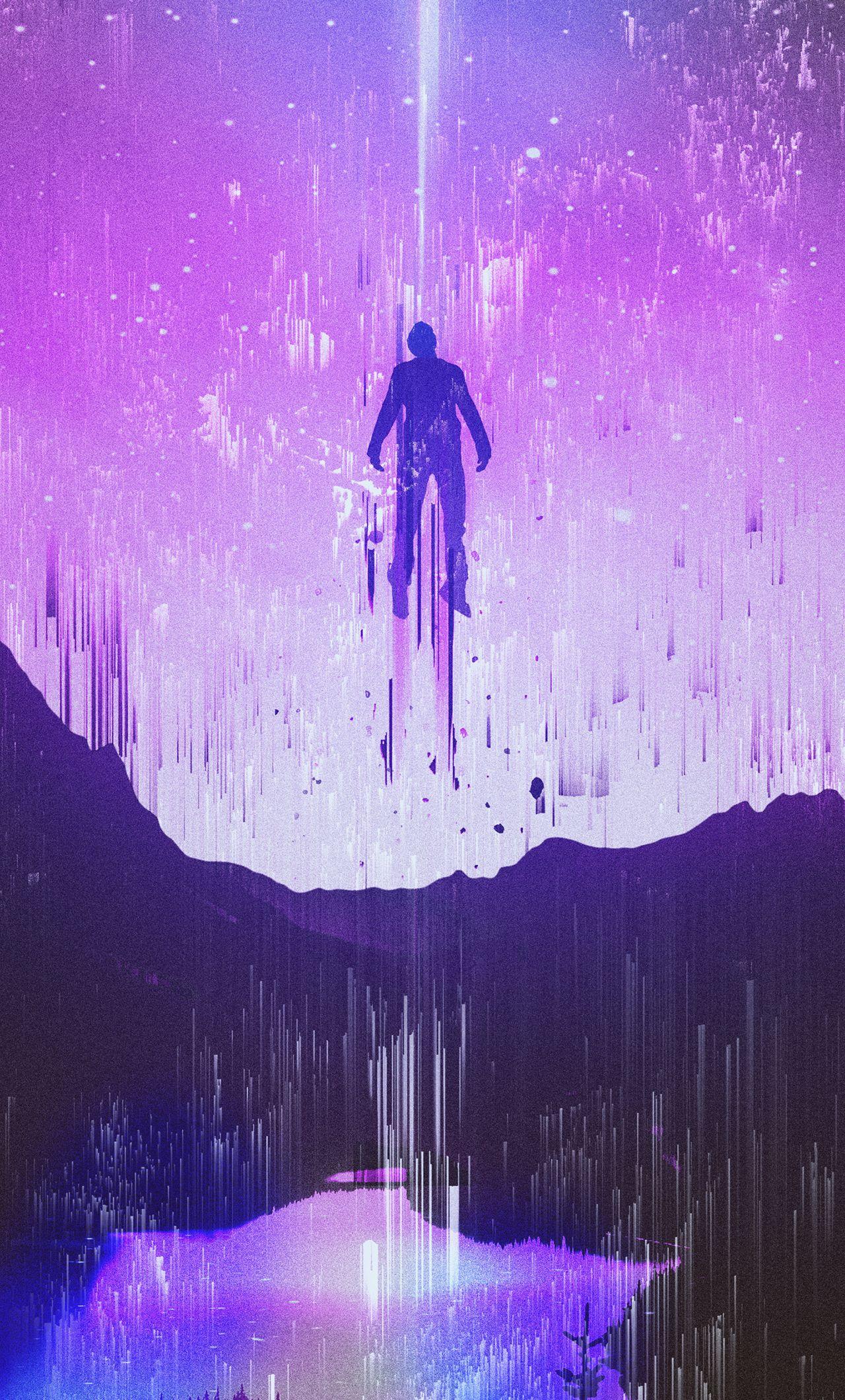 1280x2120 Download 1280x2120 wallpaper purple sky, man, dream, glitch art, iphone 6 plus, 1280x2120 HD image, background, 7914