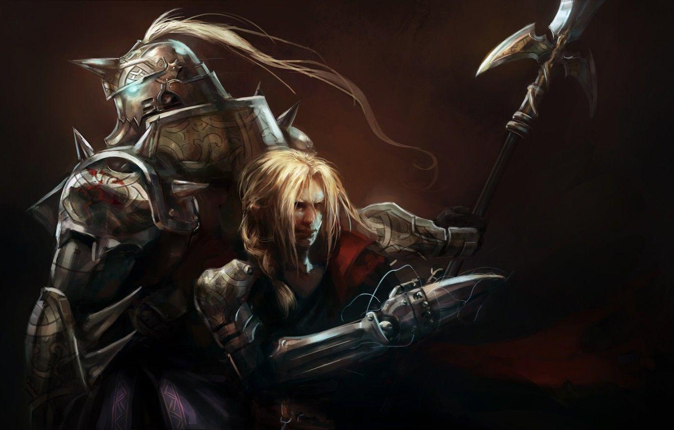 1332x850 Wallpaper art, Anime, guy, brothers, Anime, Fullmetal alchemist, armor, Fullmetal Alchemist, Edward Elric, Alphonse Elric, leopinheiro image for desktop, section прочее