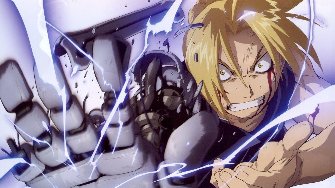 1366x768 Download 1366x768 Edward Elric, Fullmetal Alchemist, Fight Wallpaper for Laptop, Notebook