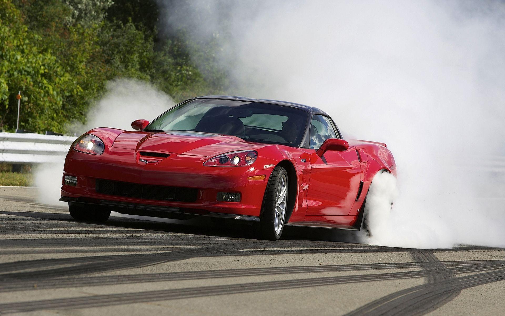 1920x1200 Vehicles cars auto chevrolet chevy corvette red roads track burnout