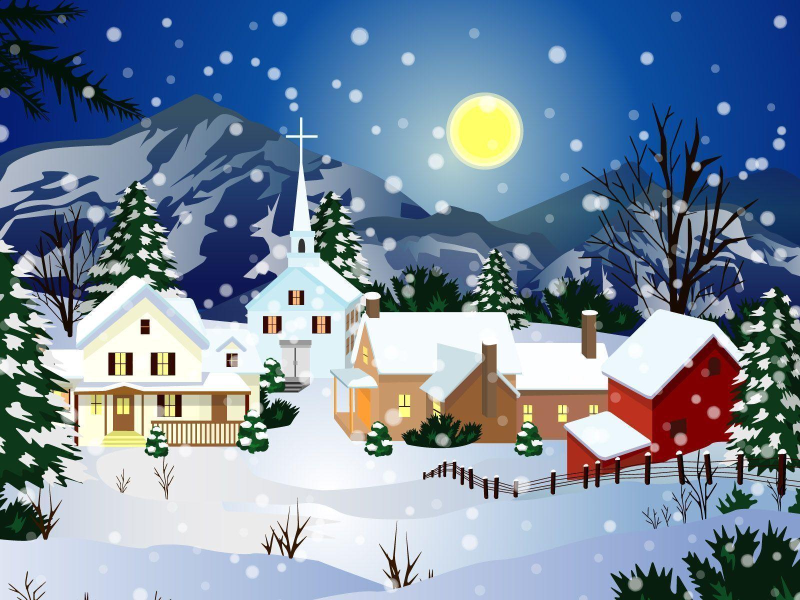 1600x1200 Digital art: Christmas Snow City, picture nr. 38357