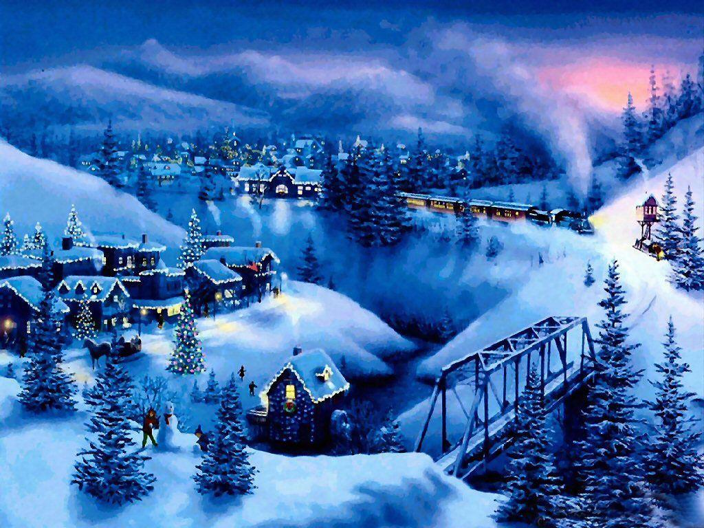 1024x768 christmas snow photo. Snow Christmas Mountains Wallpaper. Christmas scenery, Christmas scenes, Christmas train