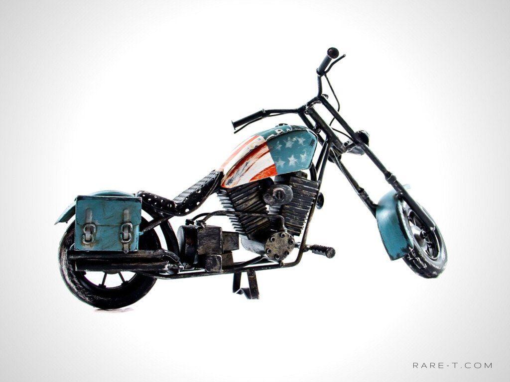 1024x768 Vintage Handmade 'EASY RIDER HARLEY DAVIDSON CHOPPER' Metal Toy