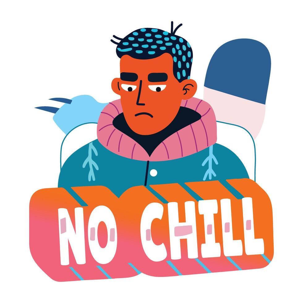 980x980 No chill sad character sticker in flat style