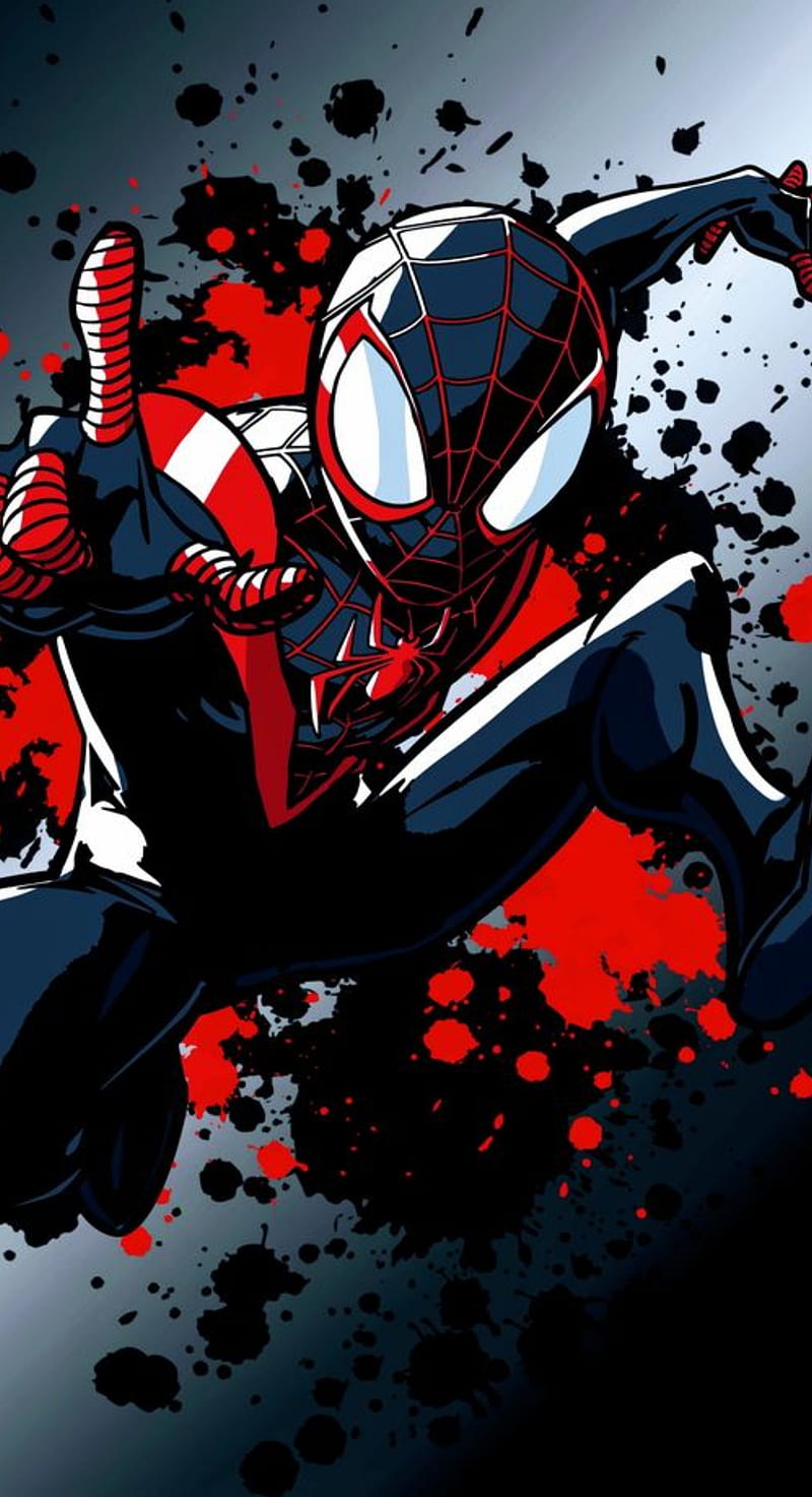 800x1473 Ultimate Spider Man, Ultimate Spiderman, Spiderman, Miles Morales, Marvel, Art, HD Phone Wallpaper