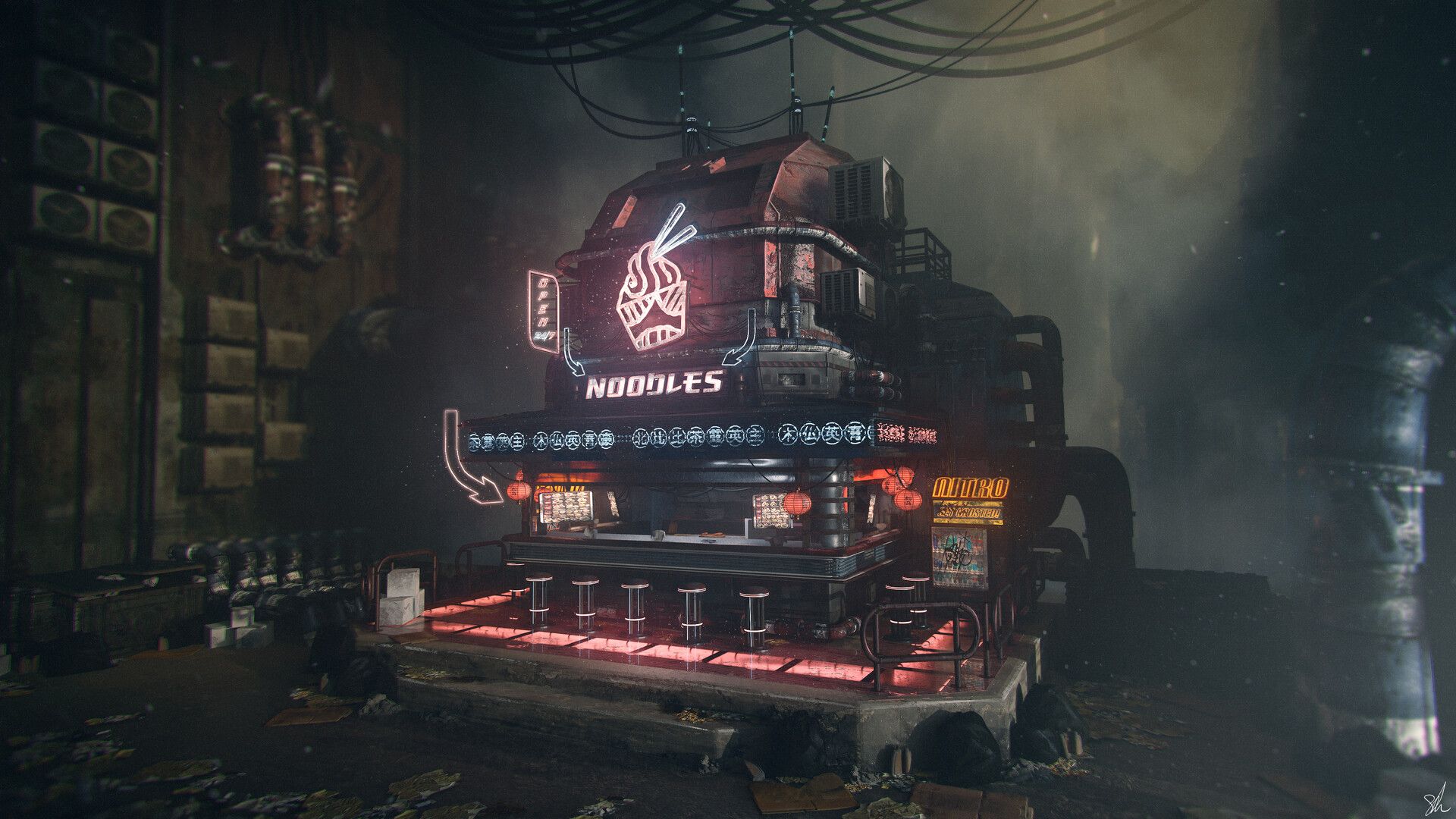 1920x1080 Cyberpunk Noodle Shop