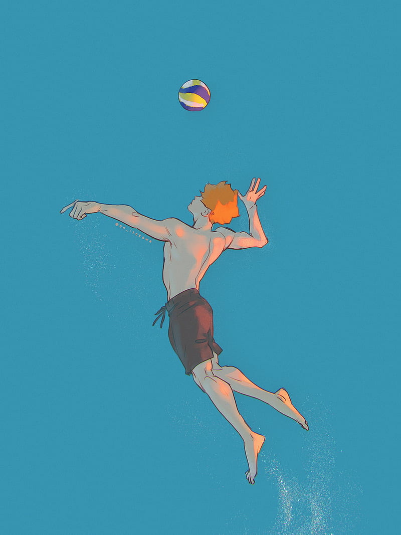 800x1067 Haikyuu, beach arc, blue, hinata shoyou, simple, volleyball, HD phone wallpaper