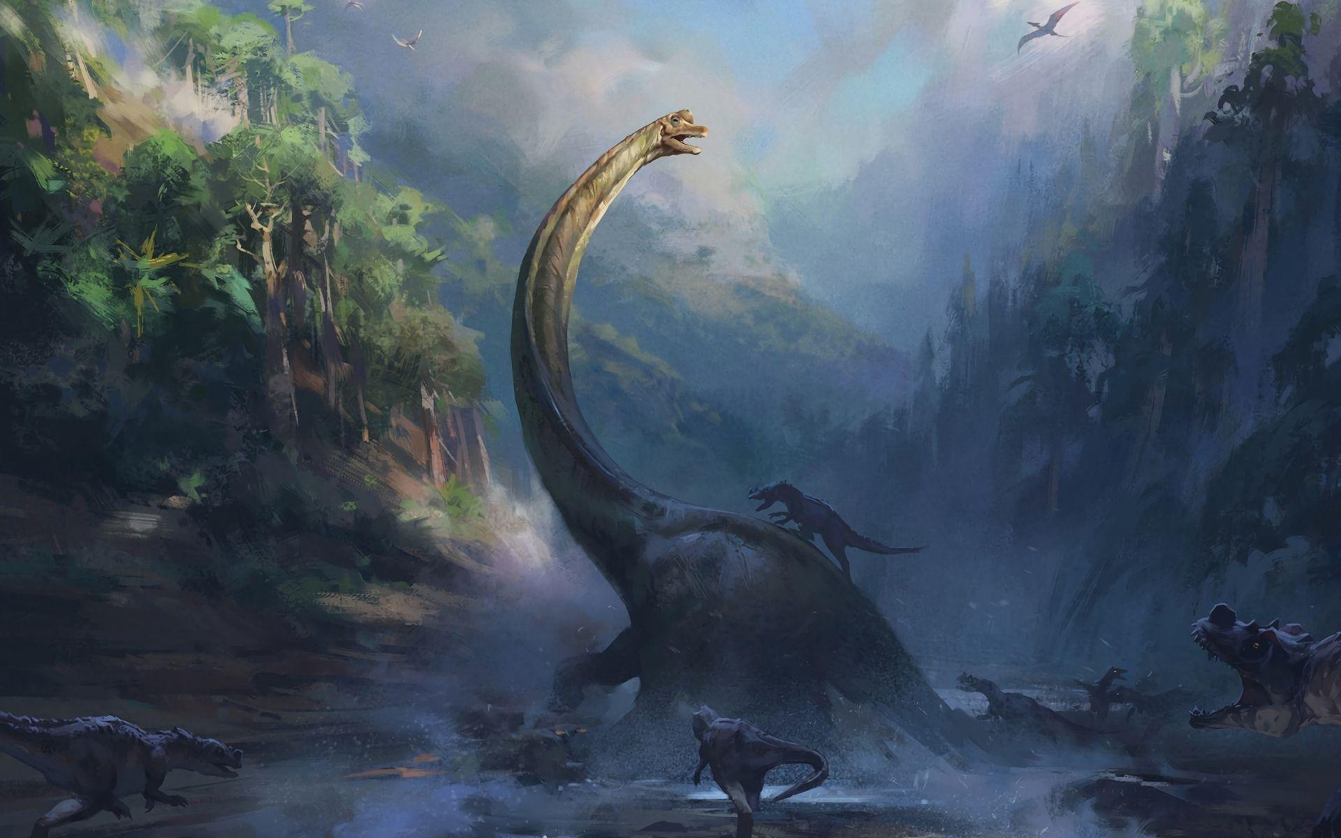 1920x1200 Download 1920x1200 wallpaper dinosaur age, fantasy, fight, artwork, widescreen 16: widescreen, 1920x1200 HD image, background, 16272