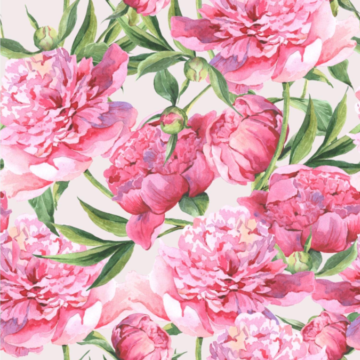 1500x1500 Watercolor Peonies Wallpaper & Surface Covering