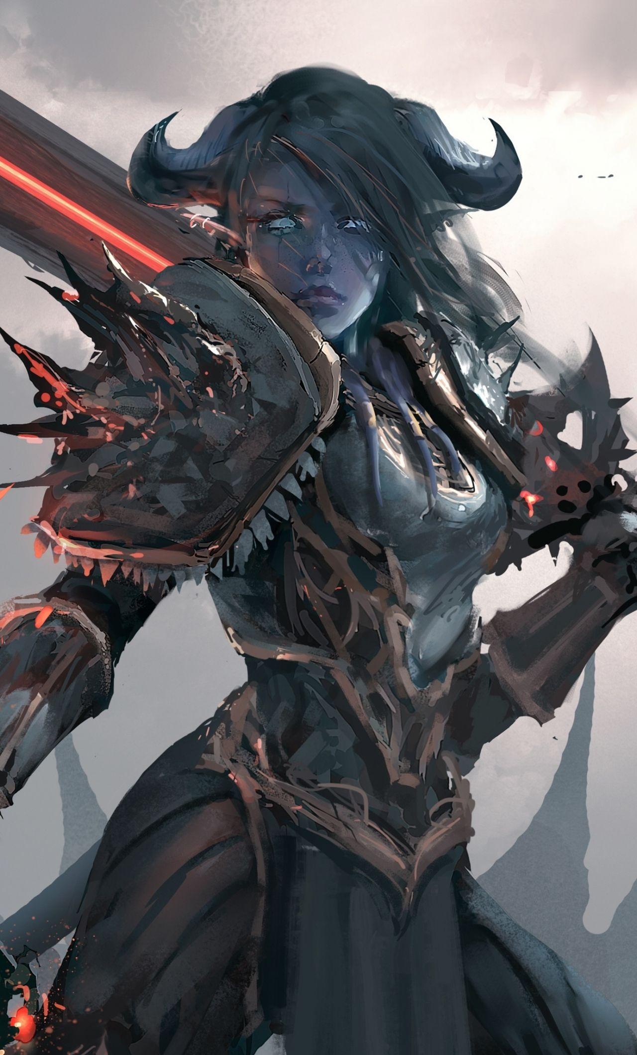 1280x2120 warcraft, artwork, woman warrior .
