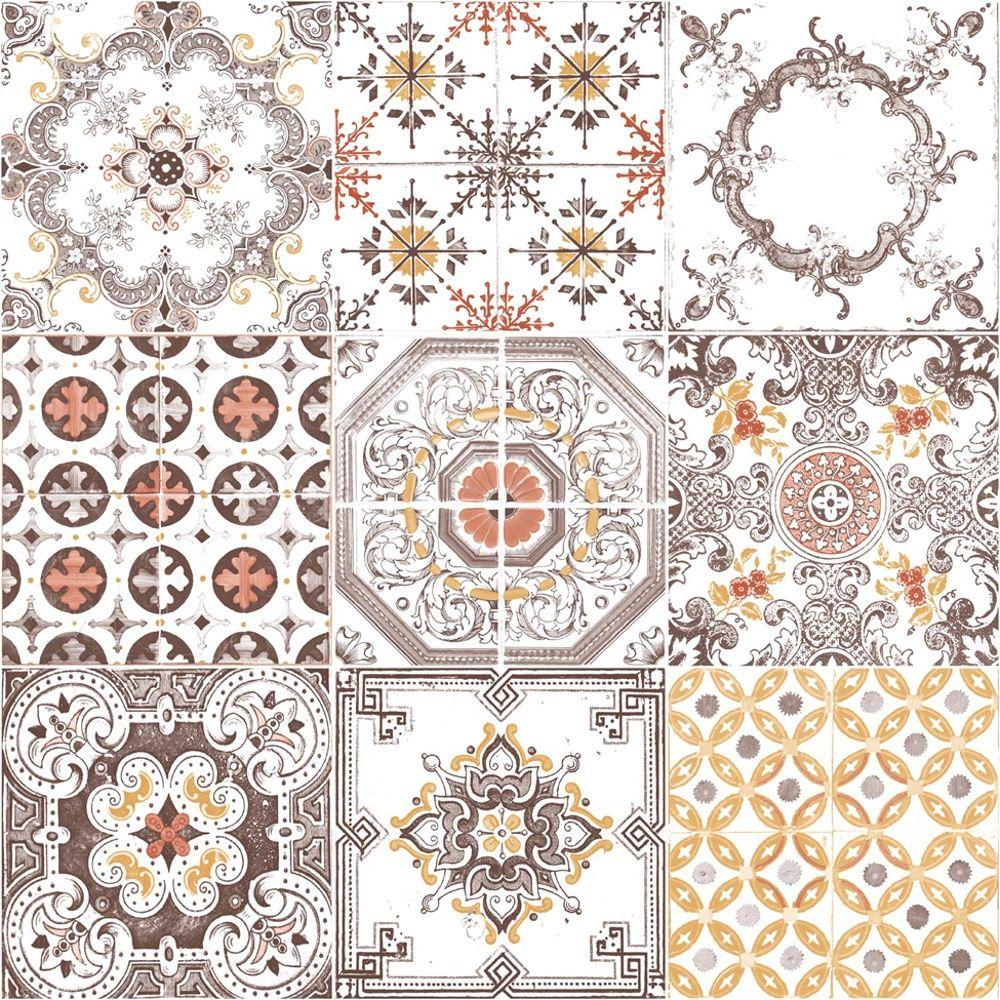 1000x1000 Muriva Tile Pattern Retro Floral Motif Kitchen Bathroom Vinyl