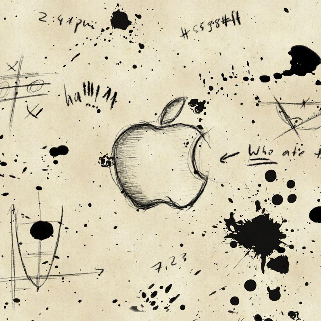 1024x1024 iPad Wallpaper Hand Drawn Apple Sketch IPad Wallpaper Free Download