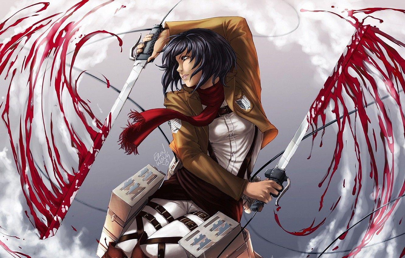 1332x850 Photo Wallpaper Art, Shingeki No Kyojin, Attack Of On Titan Mikasa Art Wallpaper & Background Download