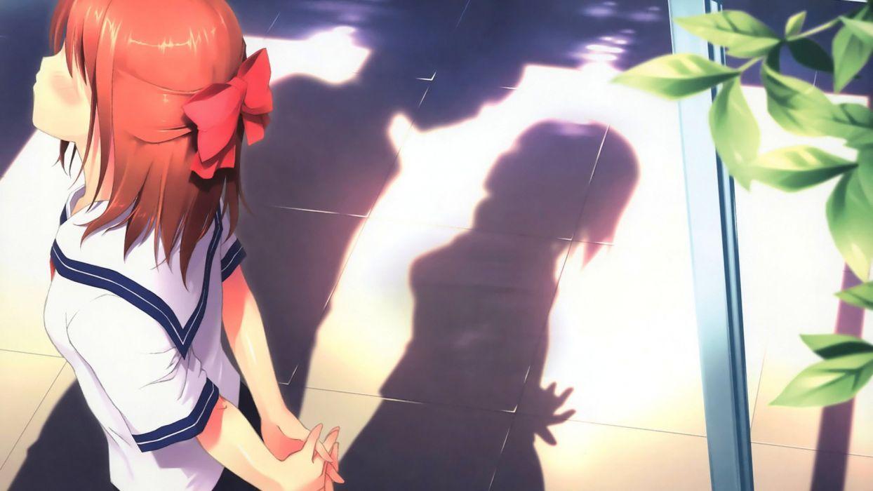 1244x700 Bow girl shape shadow kiss anime wallpaperx1080