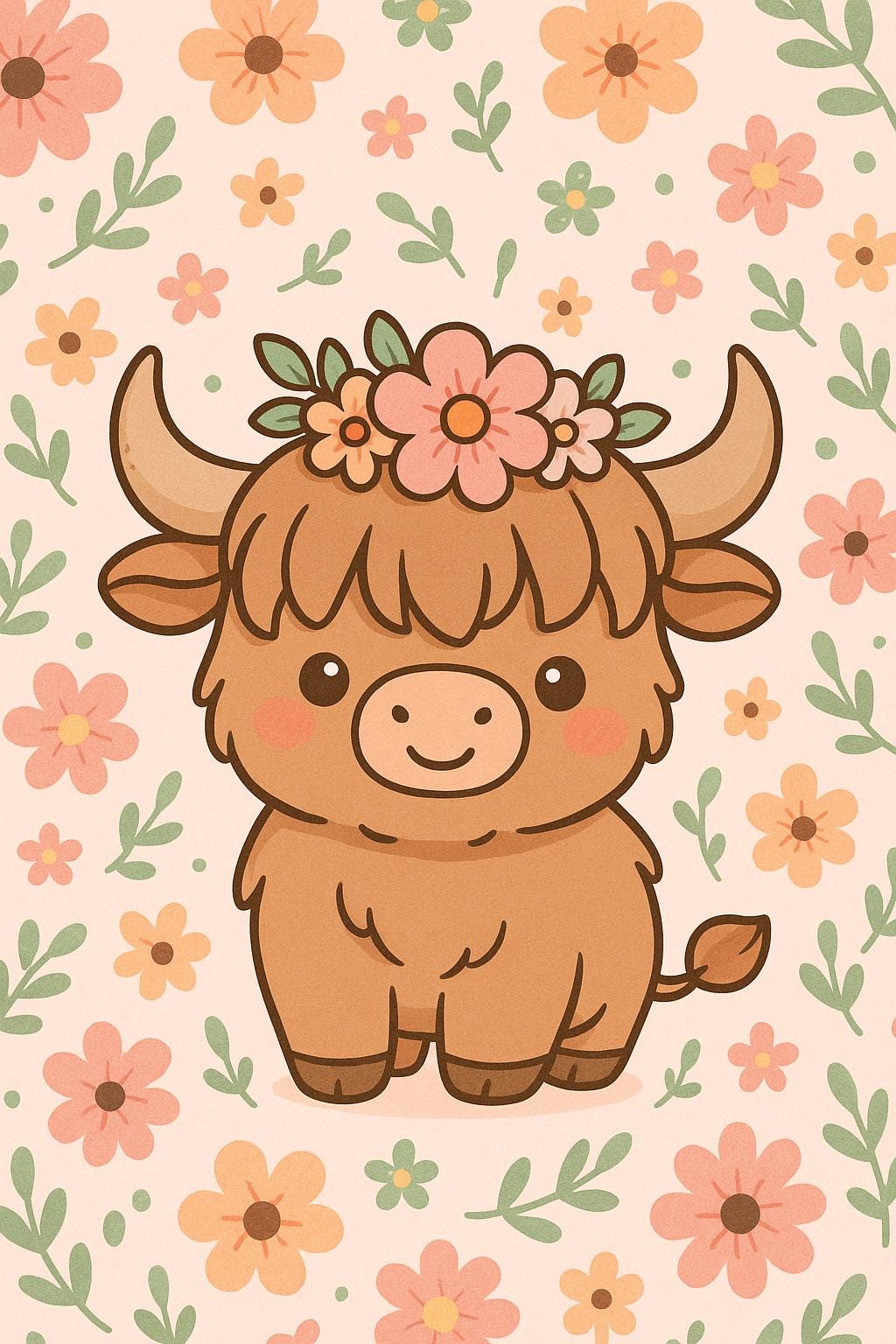 1024x1536 Kawaii Cow Wallpaper- Highland Cow Wallpaper- Kawaii Wallpaper
