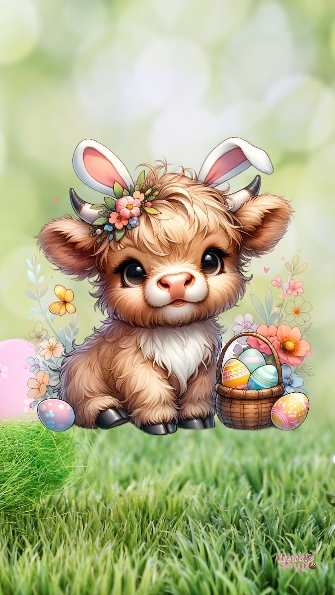 675x1200 Easter Cow Phone Wallpaper