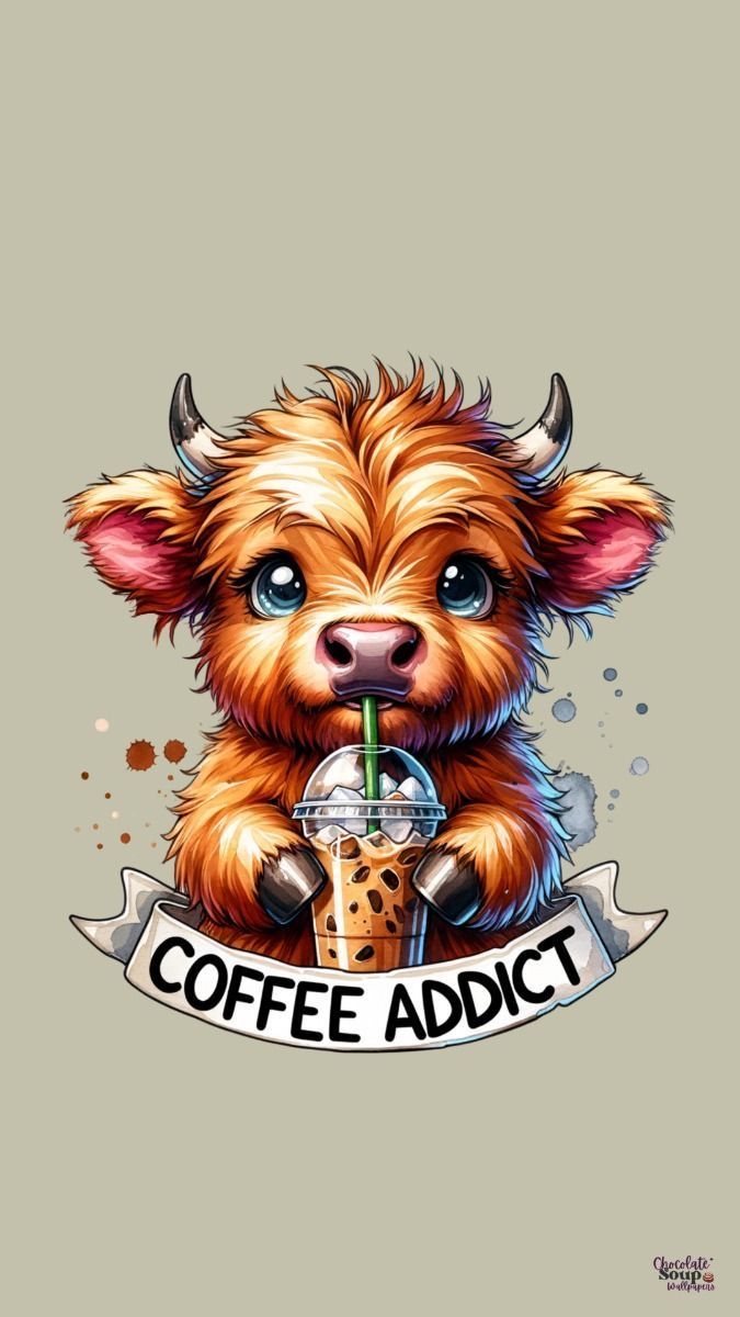 675x1200 Coffee Lovers Phone Wallpaper. Highland calf wallpaper, Mini highland cow tattoo, Funny highland cow wallpaper