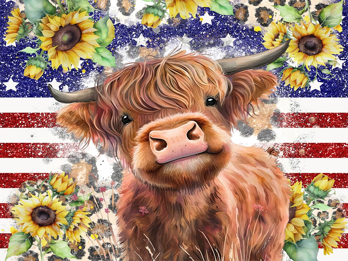 1152x864 American Flag Sunflower Highland Cow, Bathroom Canvas Wall Art Cute Animal Bathroom Wall Decor, Farmhouse Style Colorful Botanical Flower Poster Bath Cow sunflower Print Painting 16x24in Unframed : Amazon.sg: Home
