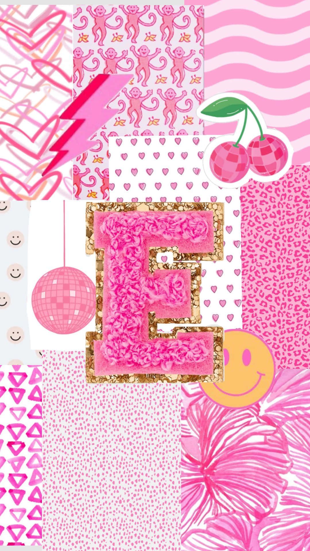 1080x1920 Download Vibrant Preppy Collage Letter E Wallpaper