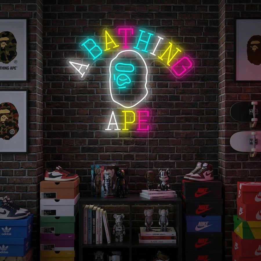 900x900 Neon Bape Wallpaper Bathing Ape Neon Sign Glass 70CM ACP Black
