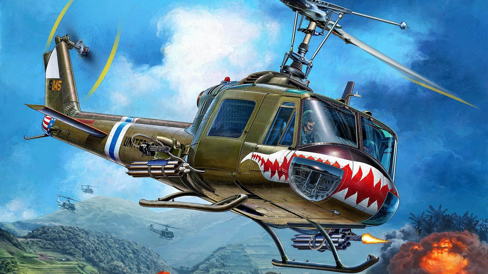 1920x1080 Wallpaper Bell, Iroquois, UH 1C, Huey, American Multi Purpose Helicopter, Vietnam For Mobile And Desktop, Section авиация, Resolution 1920x1080