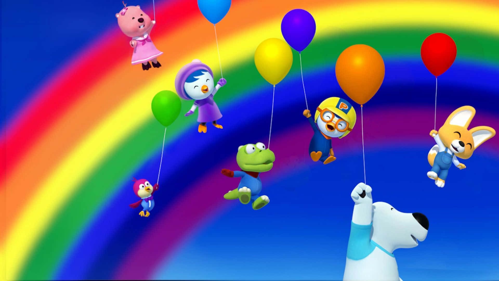 1920x1080 Download Pororo And Friends Flying Wallpaper