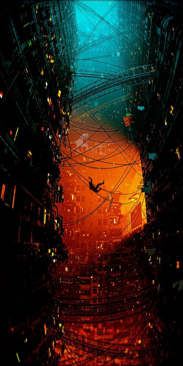 736x1472 Red Riot from My Hero Academia Wallpaper (2880x5760). Cyberpunk sunrise wallpaper, Orange background city art